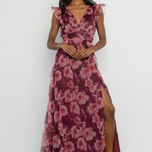 Adelyn Maxi Dress | Wine Floral