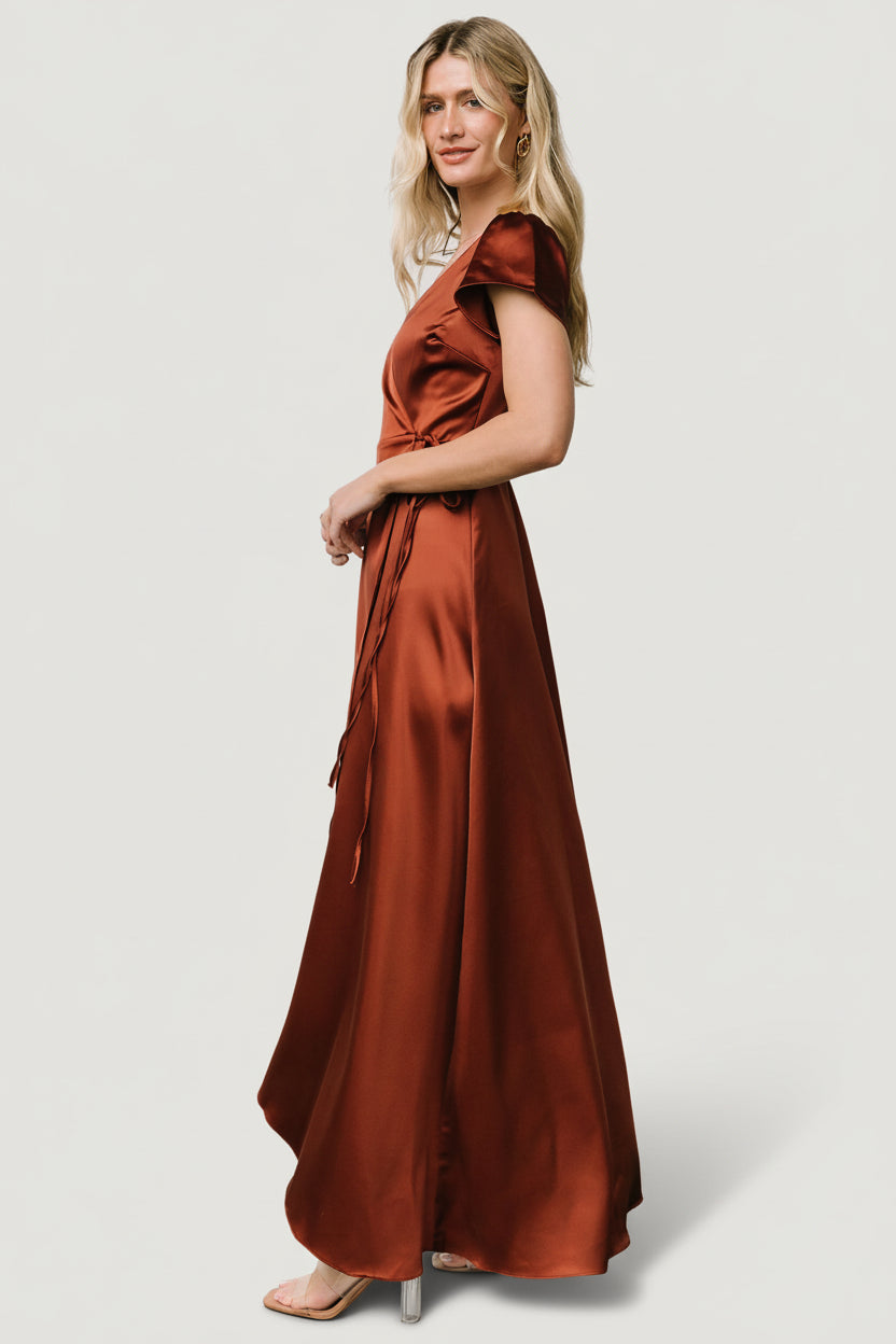 Krystal Satin Wrap Gown | Cinnamon - Image 5