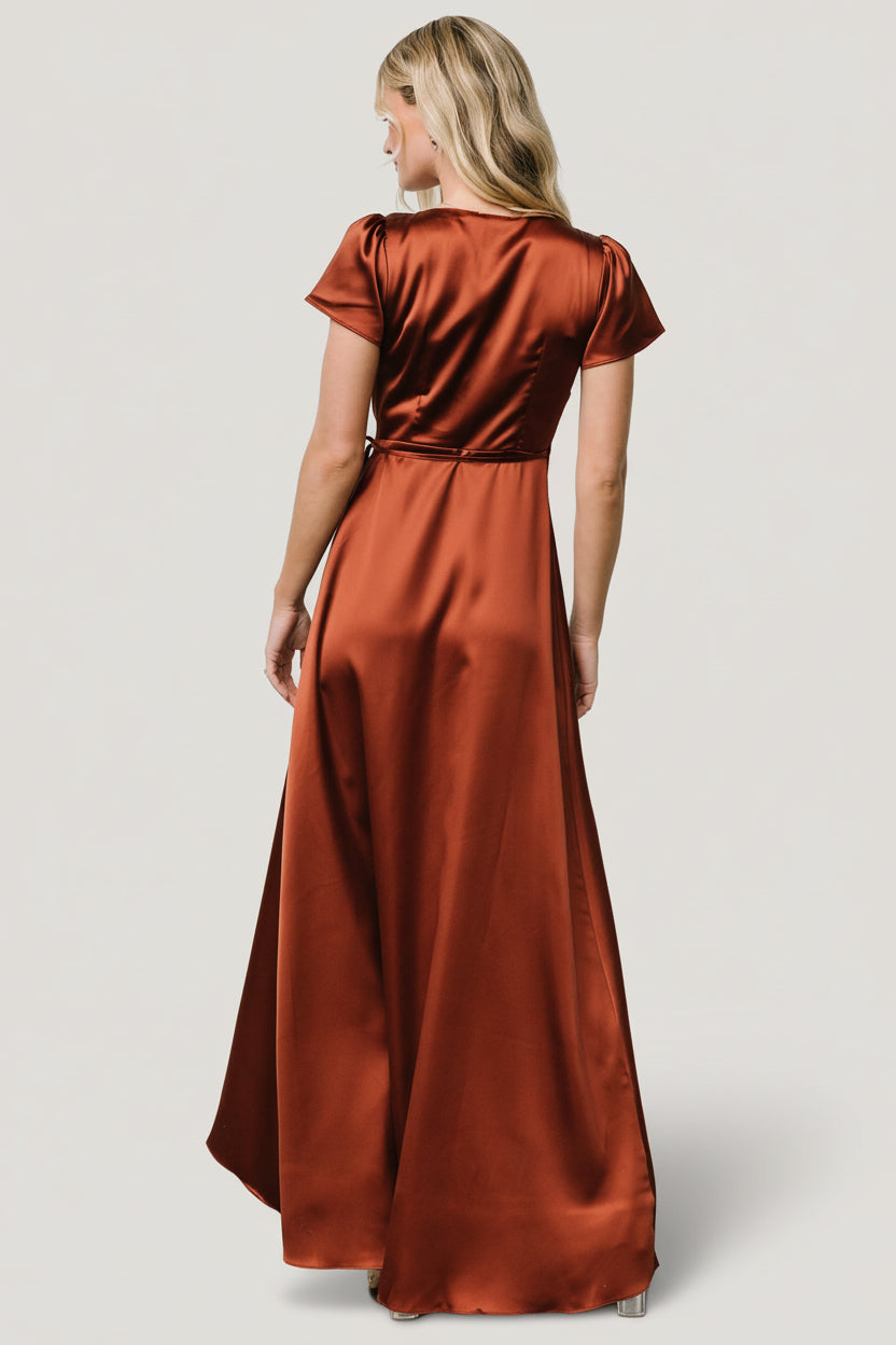 Krystal Satin Wrap Gown | Cinnamon - Image 3