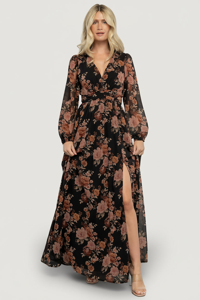 Adira Maxi Dress | Black + Mauve Floral - Image 5