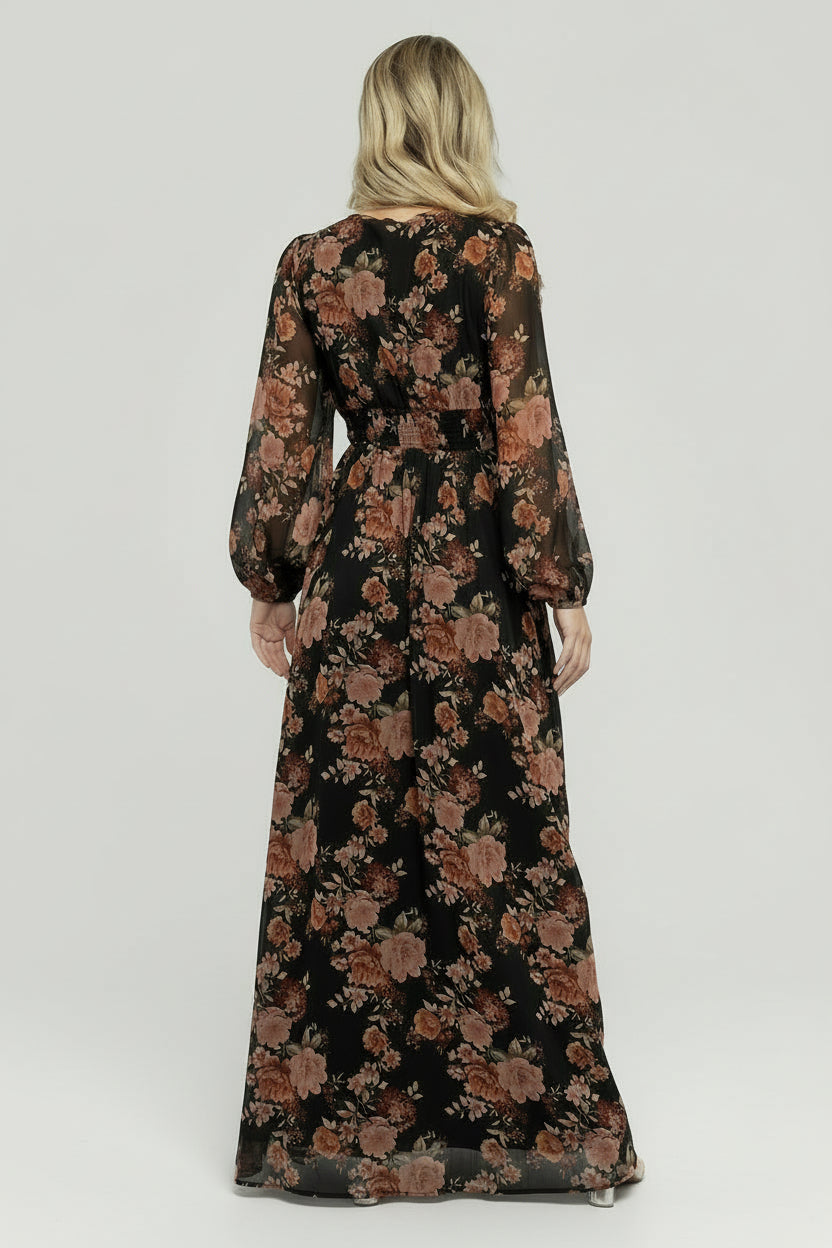 Adira Maxi Dress | Black + Mauve Floral - Image 4