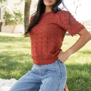 Serenity Knit Sweater Top | Rust