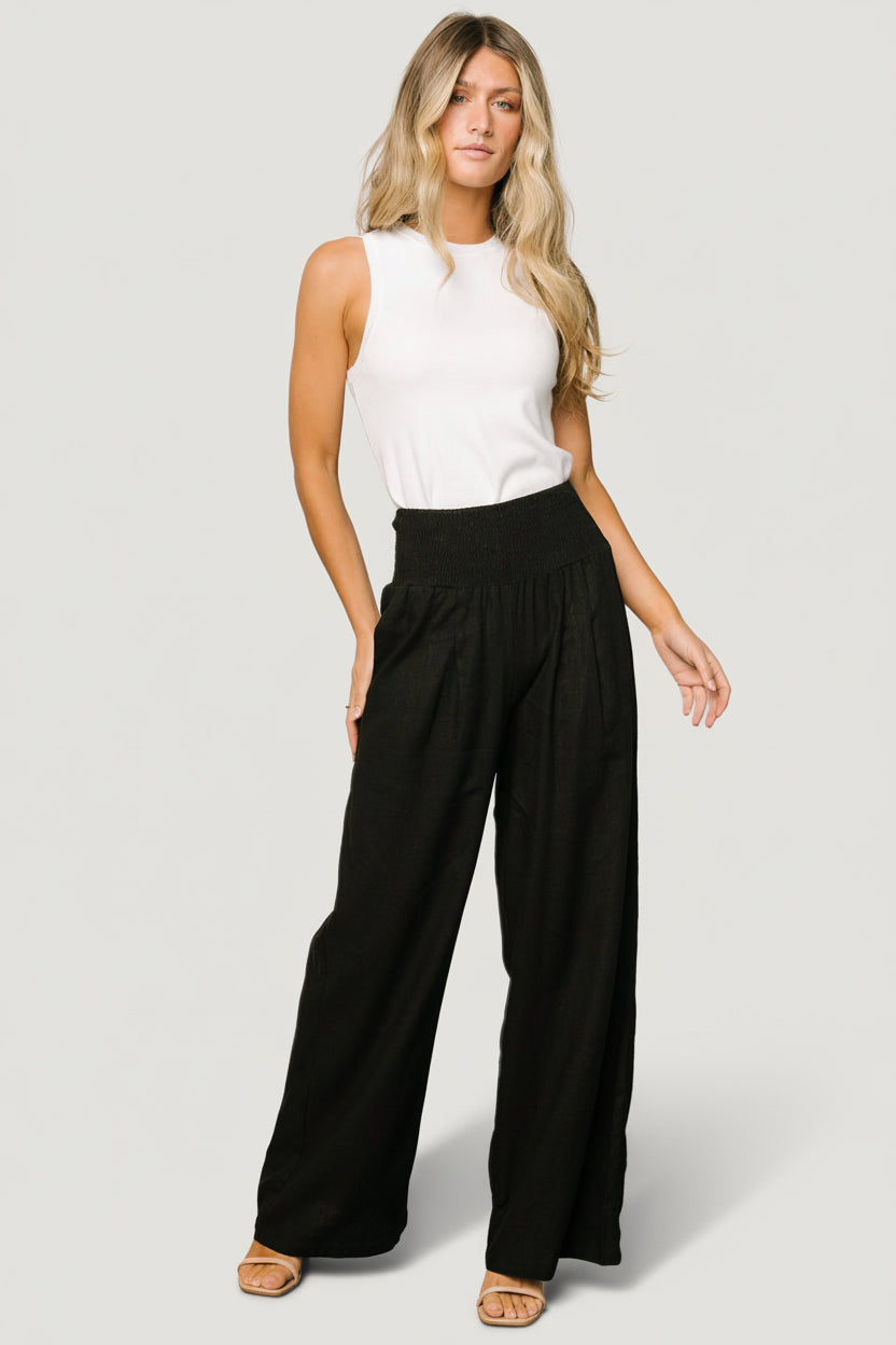 Parvati Smocked Waist Pants | Black - Image 3