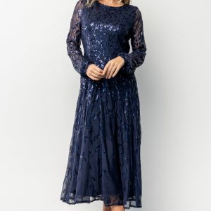 Kalla Sequin Midi Dress | Navy