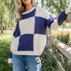 Jayda Sweater | Cream + Blue