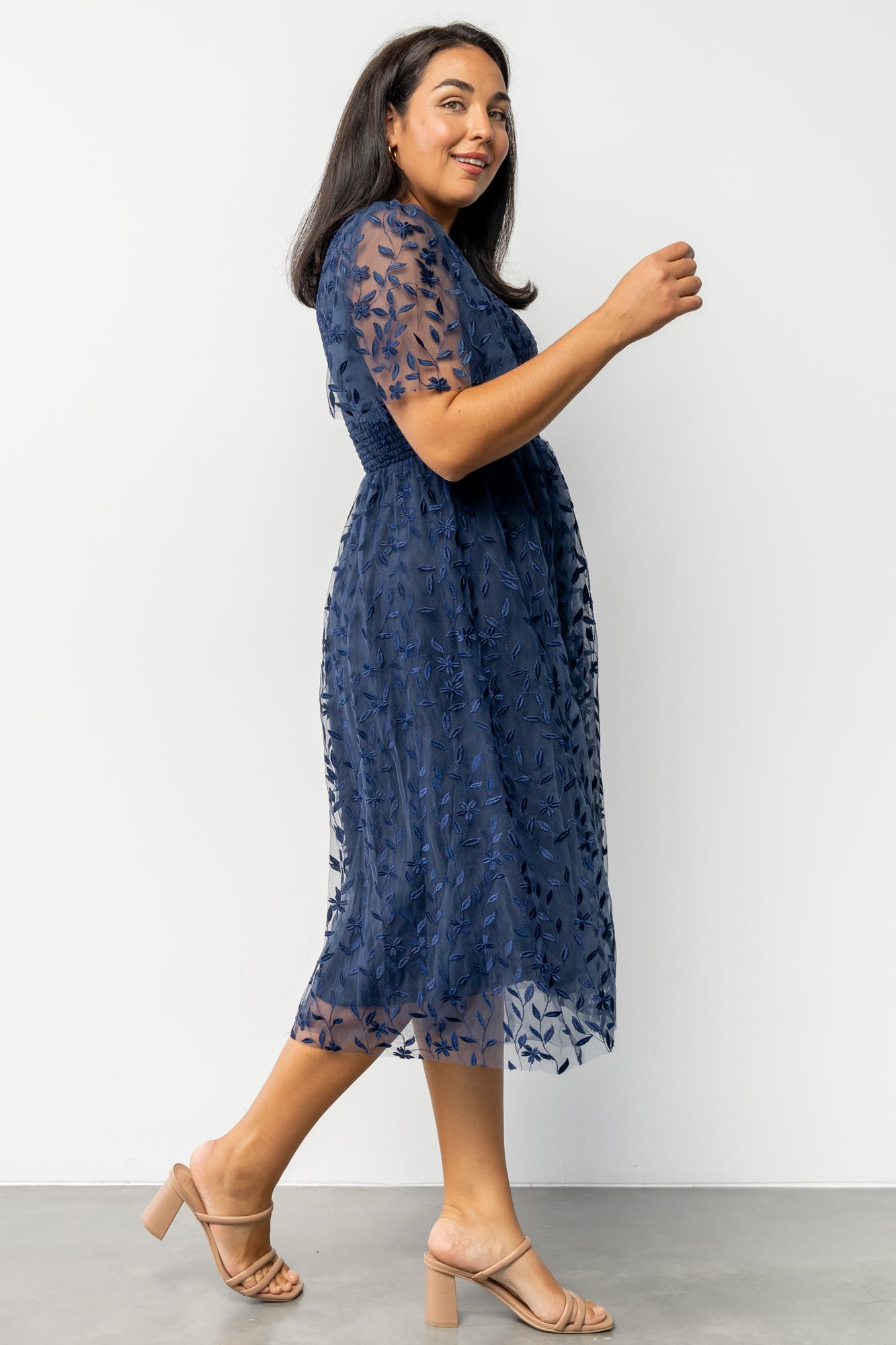 Kendra Embroidered Dress | Navy - Image 6