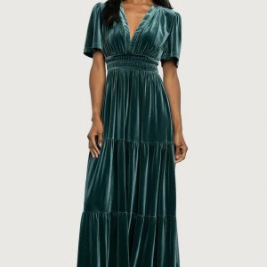 Artemis Velvet Maxi Dress | Deep Lagoon