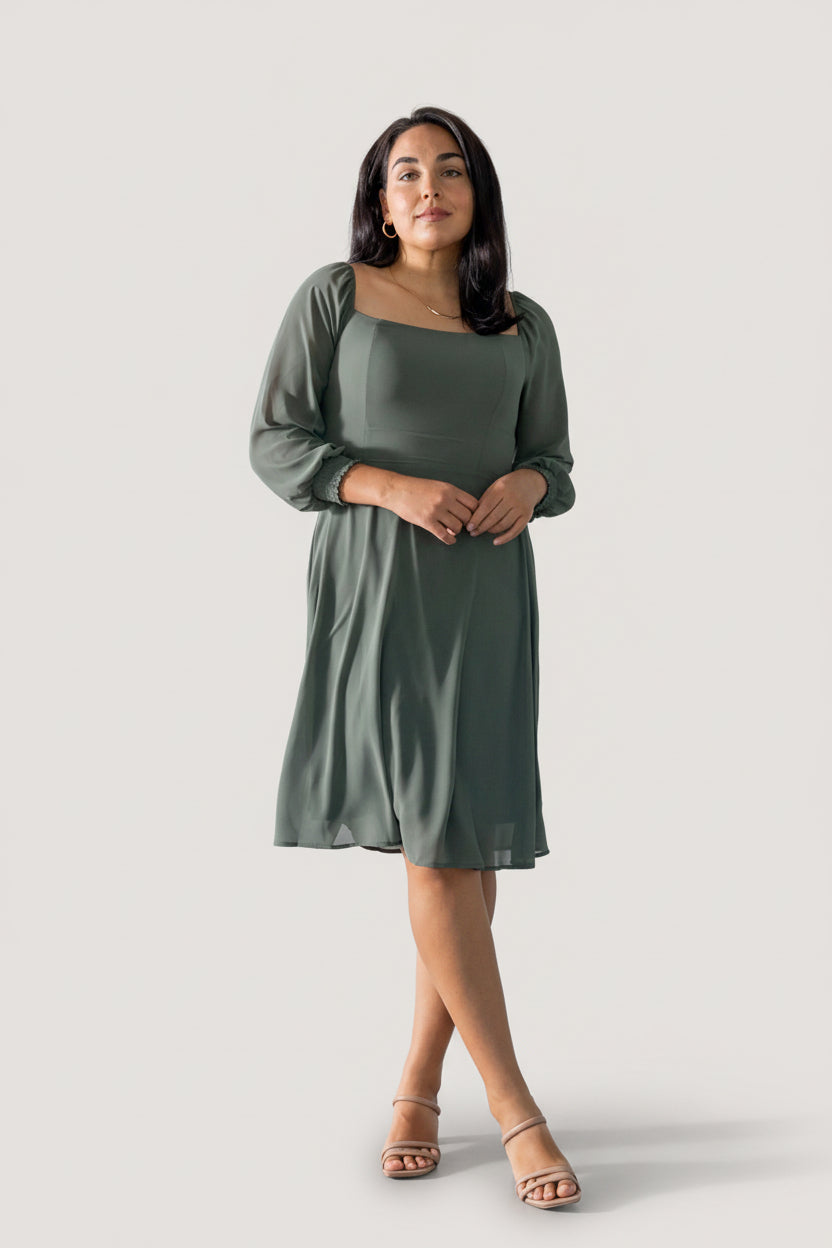 Elise Short Dress | Dark Sage - Image 3