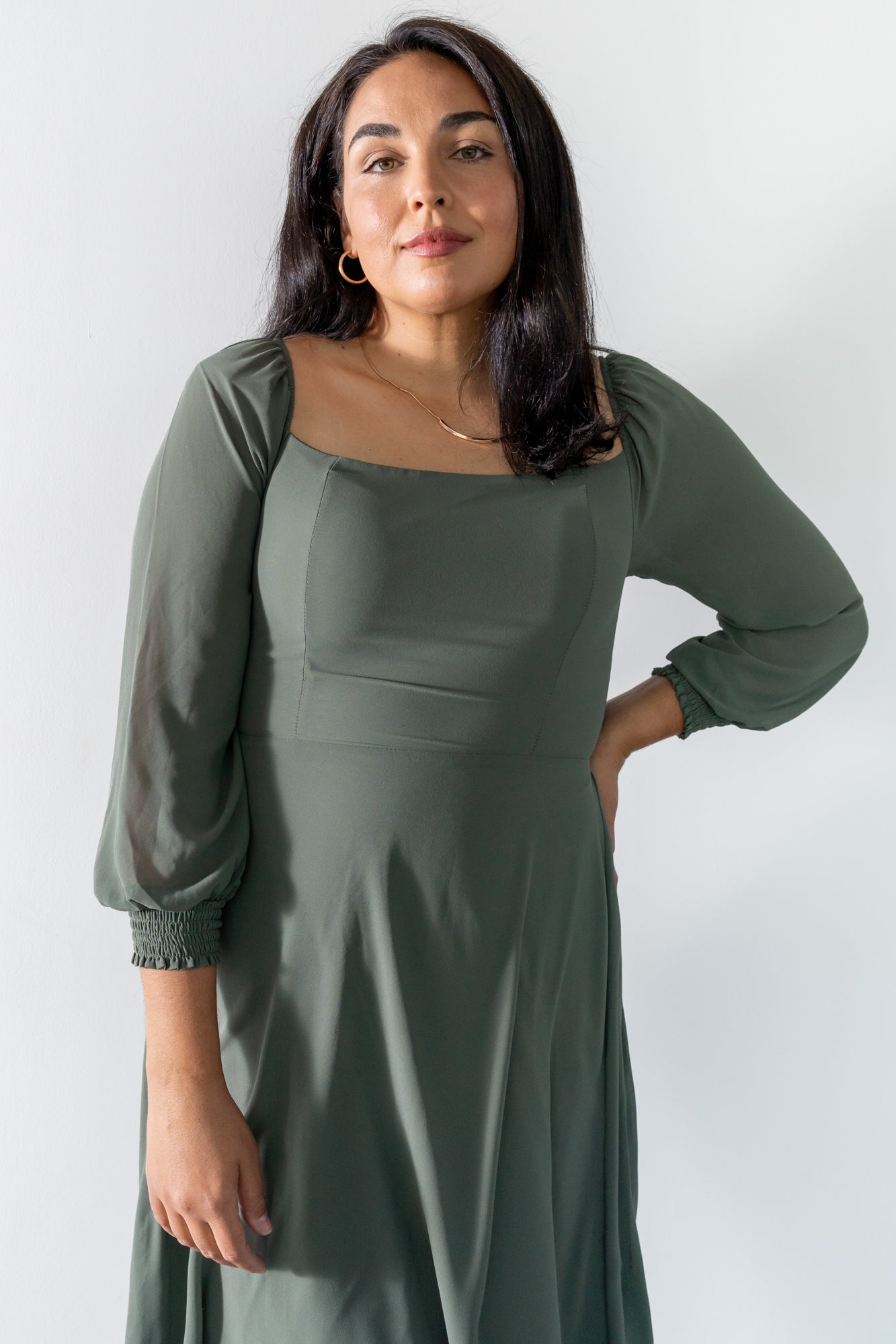 Elise Short Dress | Dark Sage - Image 4