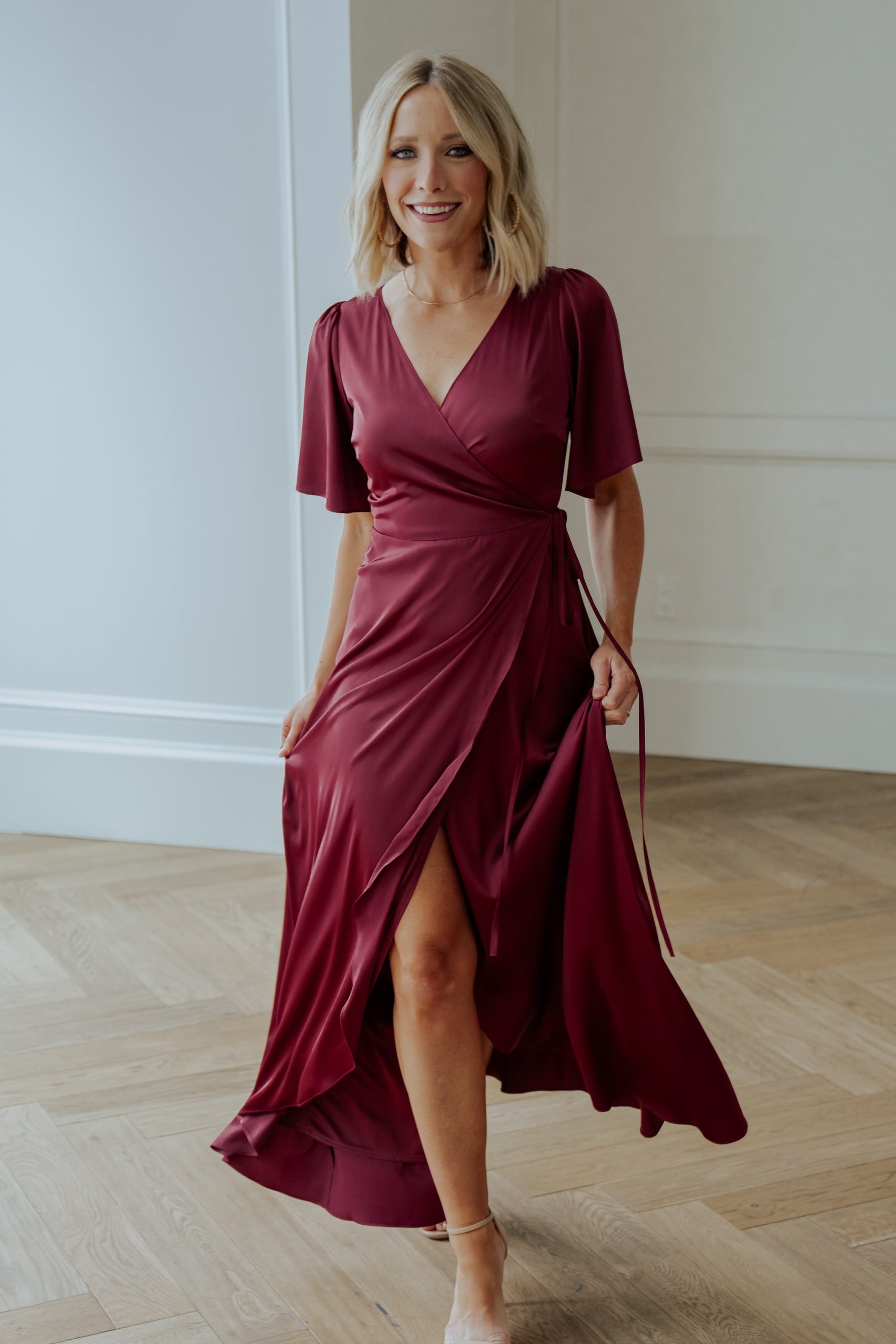 Vara Satin Maxi Wrap Dress | Mulberry - Image 3