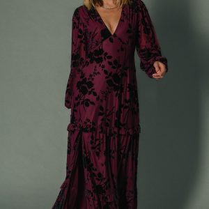 Liana Velvet Embossed Maxi Dress | Mulberry