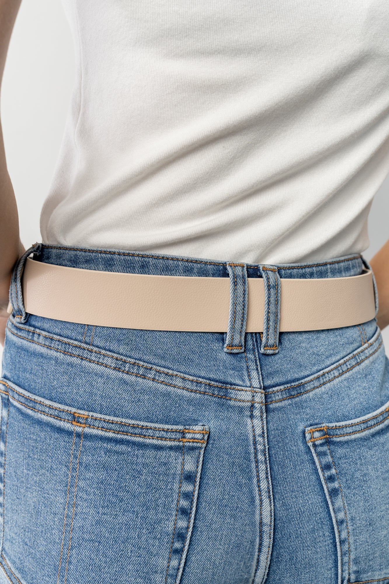 Bruna Faux Leather Buckle Belt | Ivory - Image 3