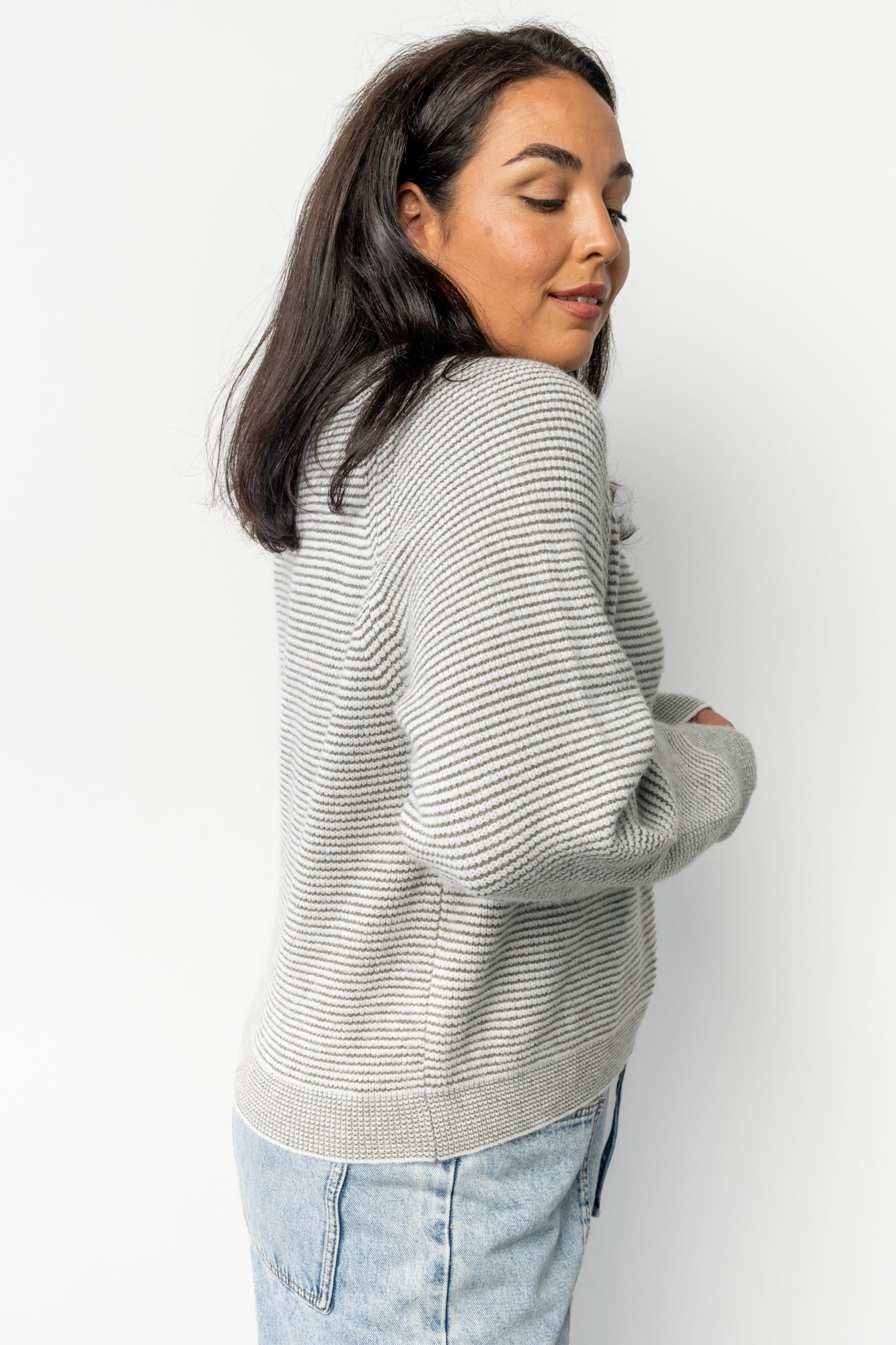 Zadie Striped Sweater | Ivory + Olive - Image 7