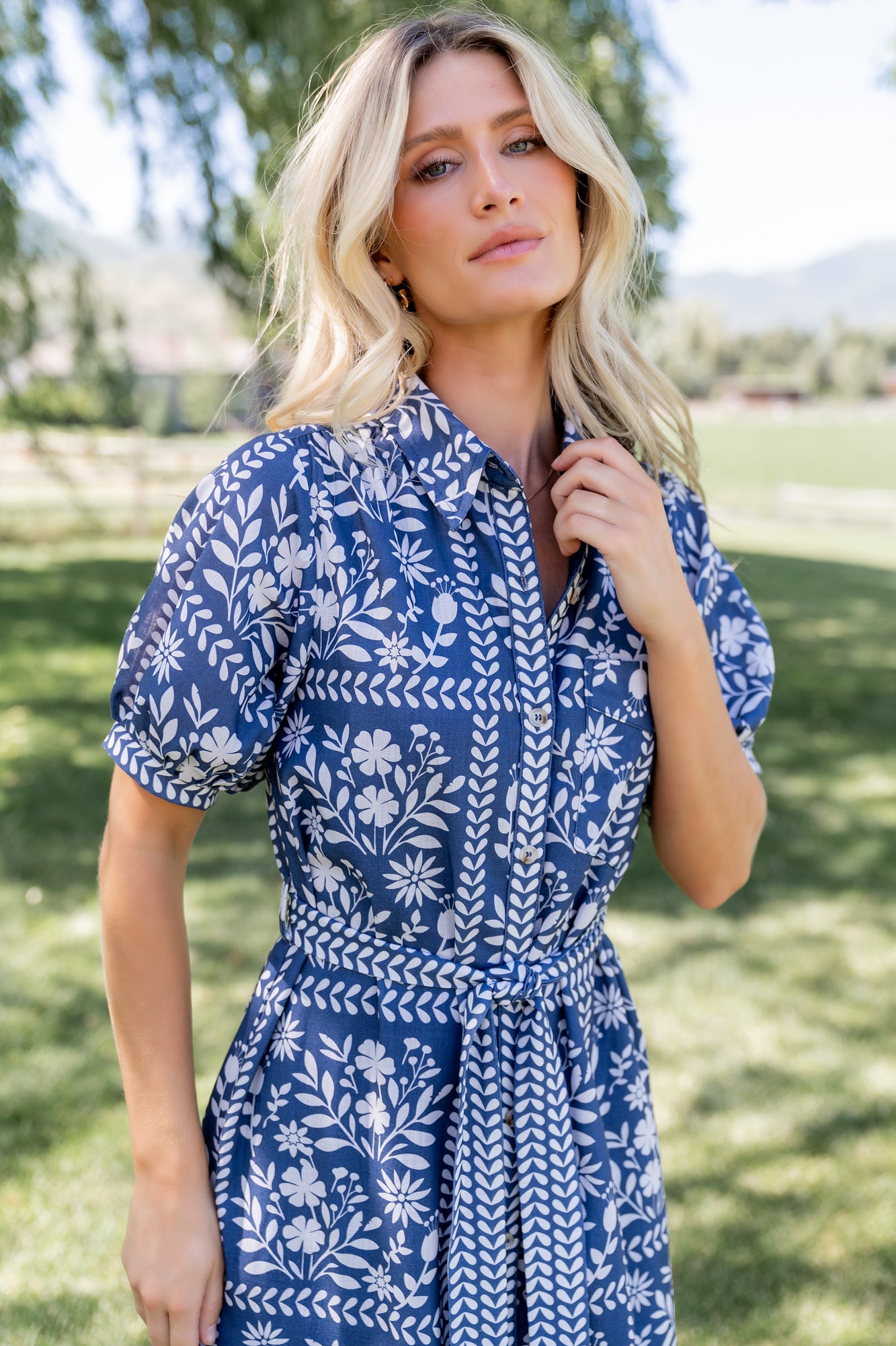 Karla Midi Dress | Deep Slate + White Floral - Image 4