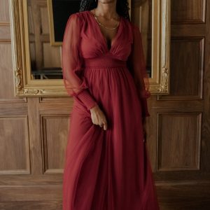Layla Tulle Maxi Dress | Terracotta