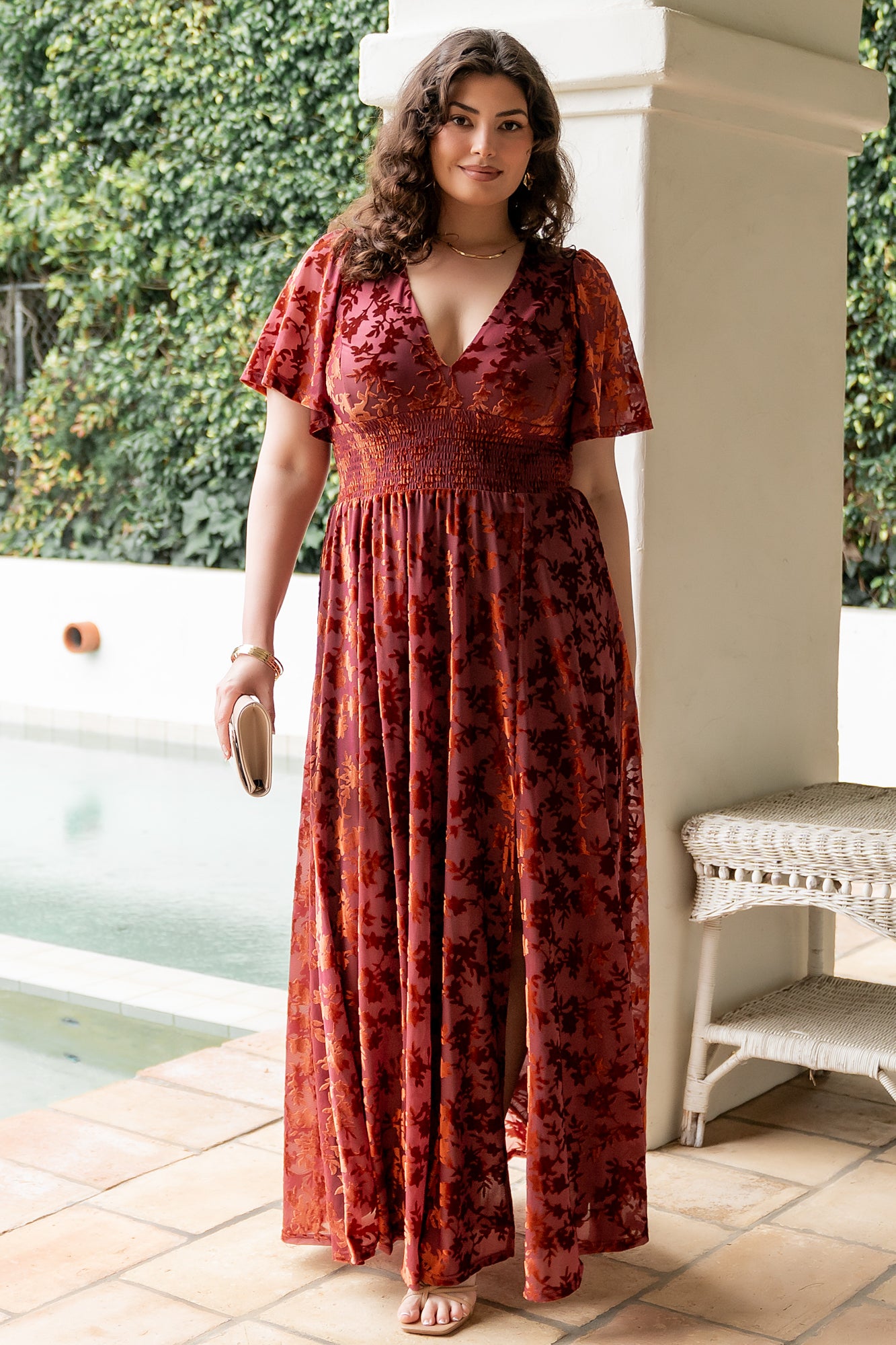 Veronica Velvet Maxi Dress | Rust - Image 5