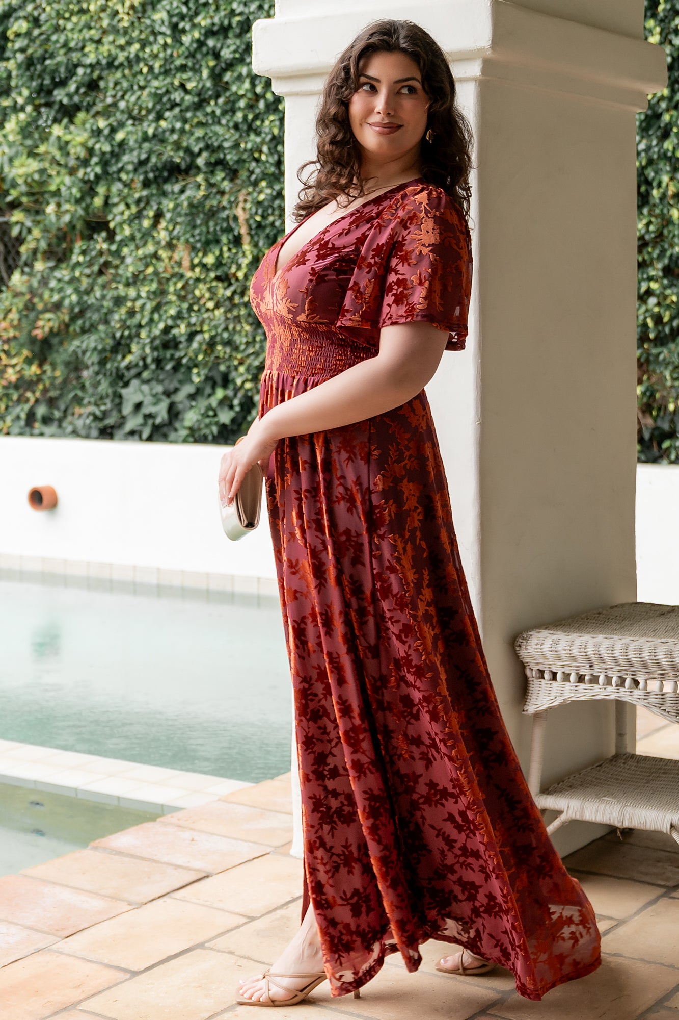 Veronica Velvet Maxi Dress | Rust - Image 6