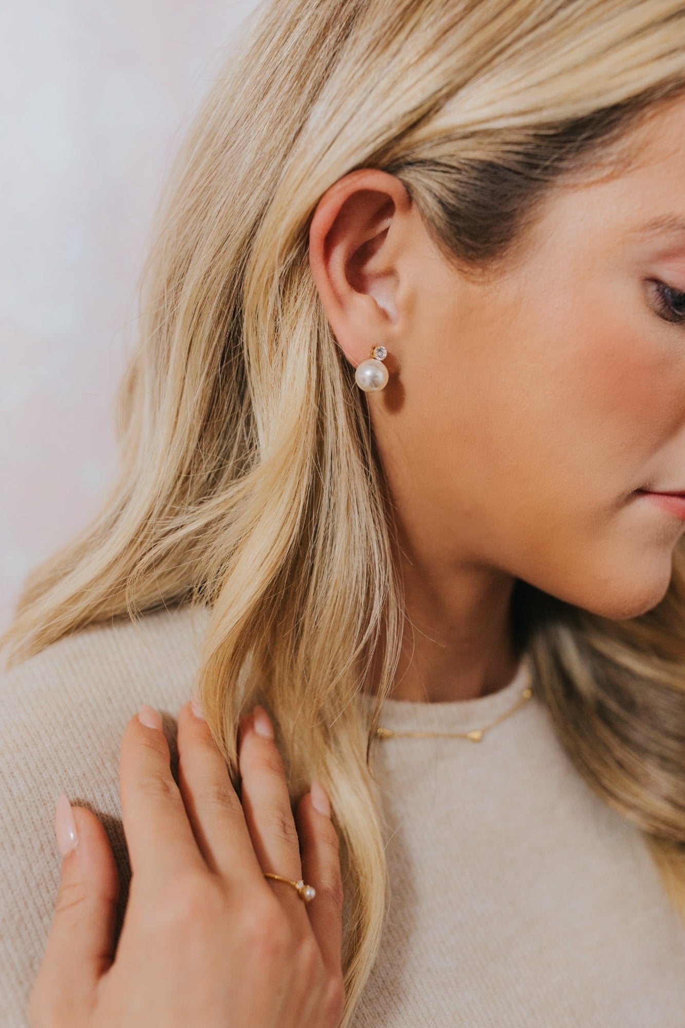 The Molly Pearl Studs in Gold - Image 4