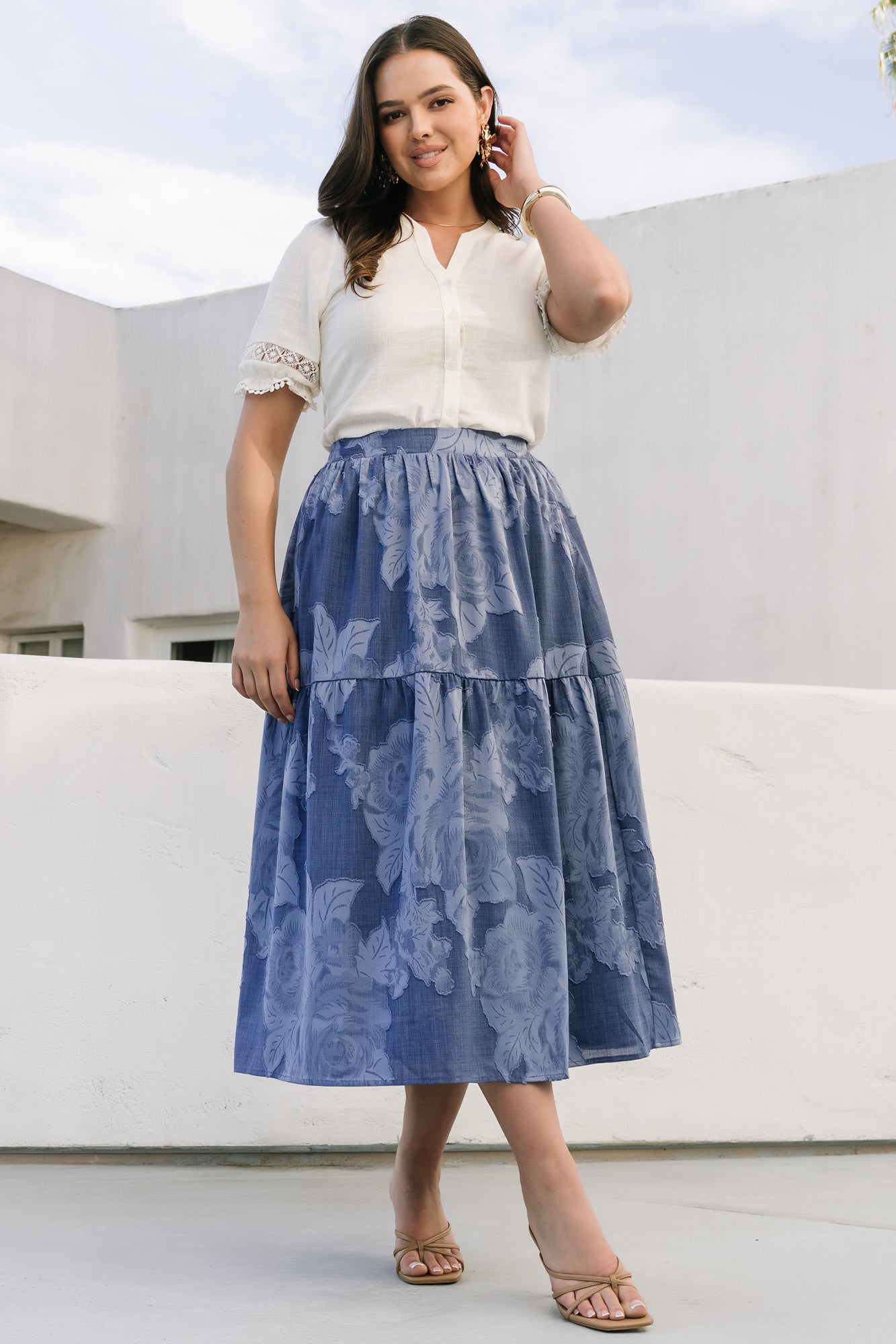 Alejandra Midi Skirt | Blue Floral - Image 3