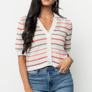 Viento Button Up Cardigan | Multi Stripe