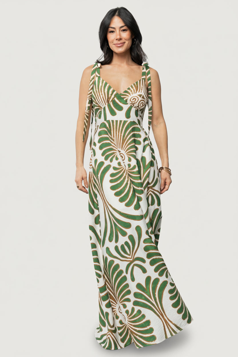Camila Maxi Dress | Ivory + Green Print - Image 5