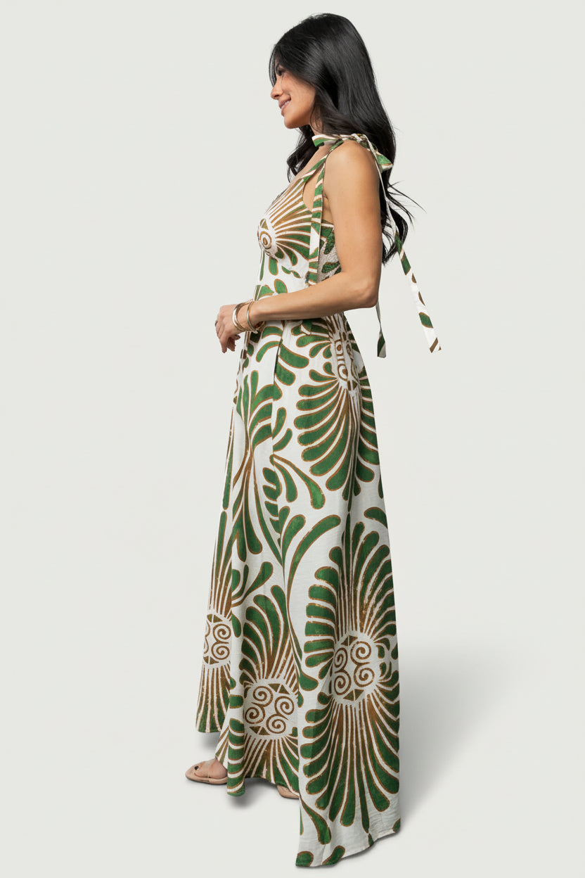 Camila Maxi Dress | Ivory + Green Print - Image 3