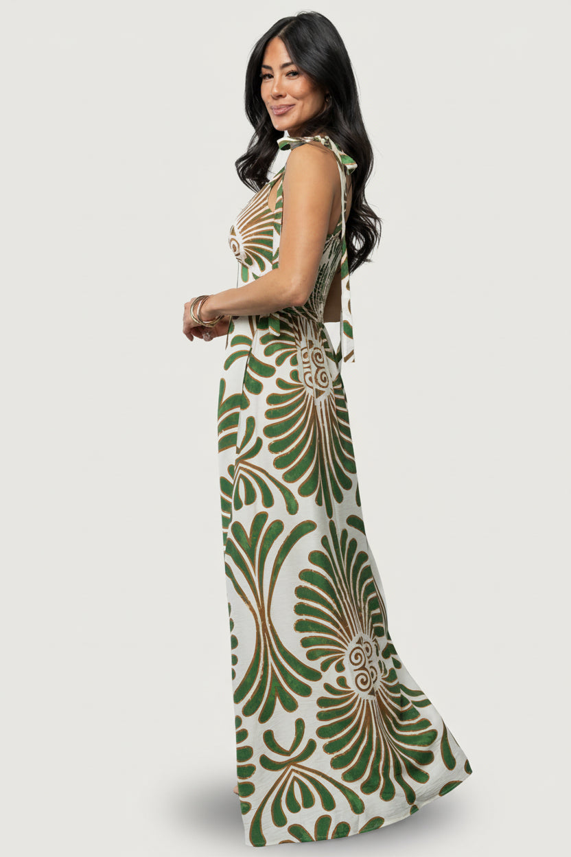 Camila Maxi Dress | Ivory + Green Print - Image 6