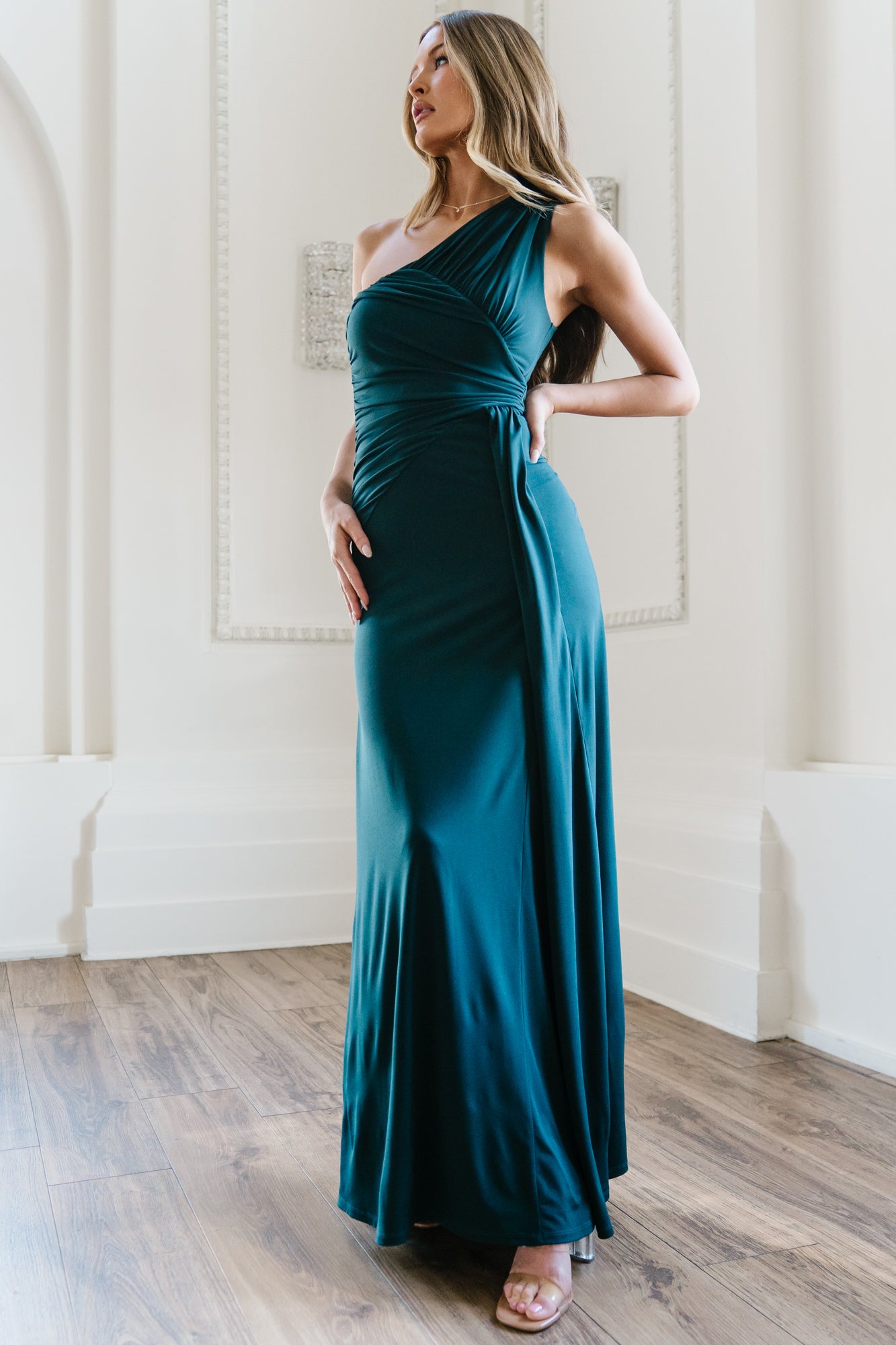 Adrianna One Shoulder Gown | Deep Topaz - Image 2