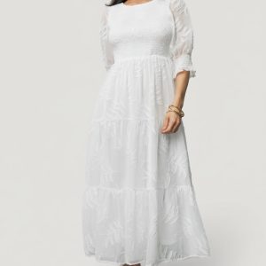 Nellie Smocked Midi Dress | Off White