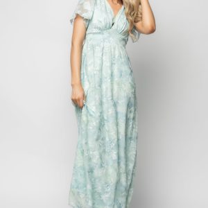 Soline Maxi Dress | Light Teal Floral