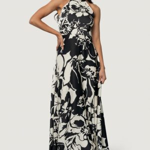 Melodía Halter Maxi Dress | Black + White Floral