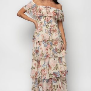 Carina Off Shoulder Maxi Dress | Multi Floral
