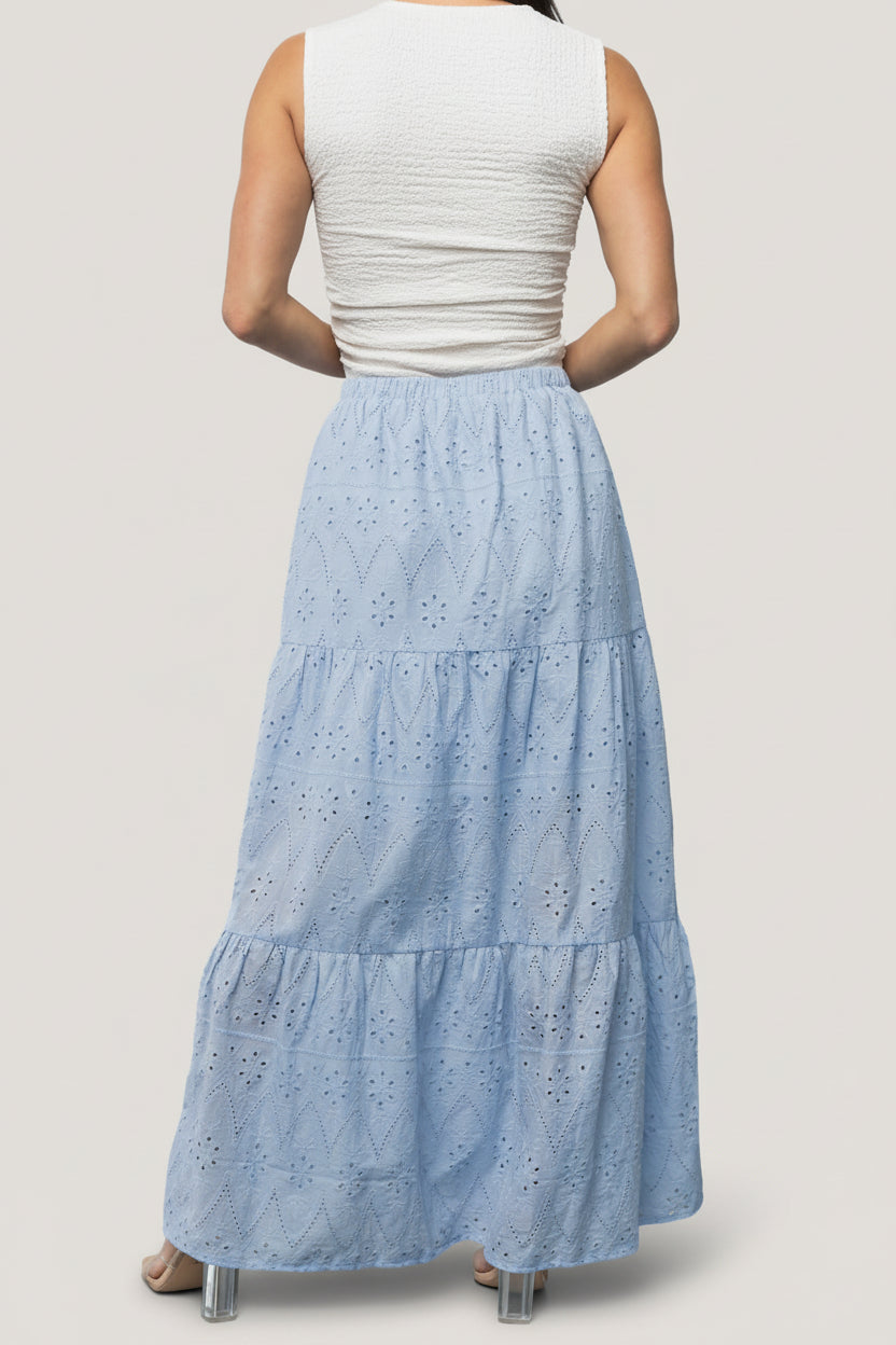Juana Eyelet Maxi Skirt | Light Blue - Image 5