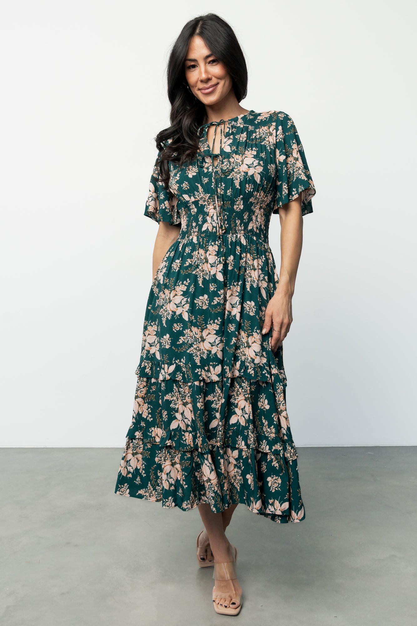 Spell Boho Midi Dress | Topaz + Blush Floral - Image 2
