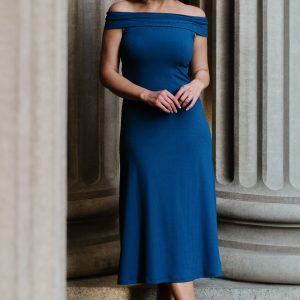 Kay off Shoulder Midi Dress | Navy