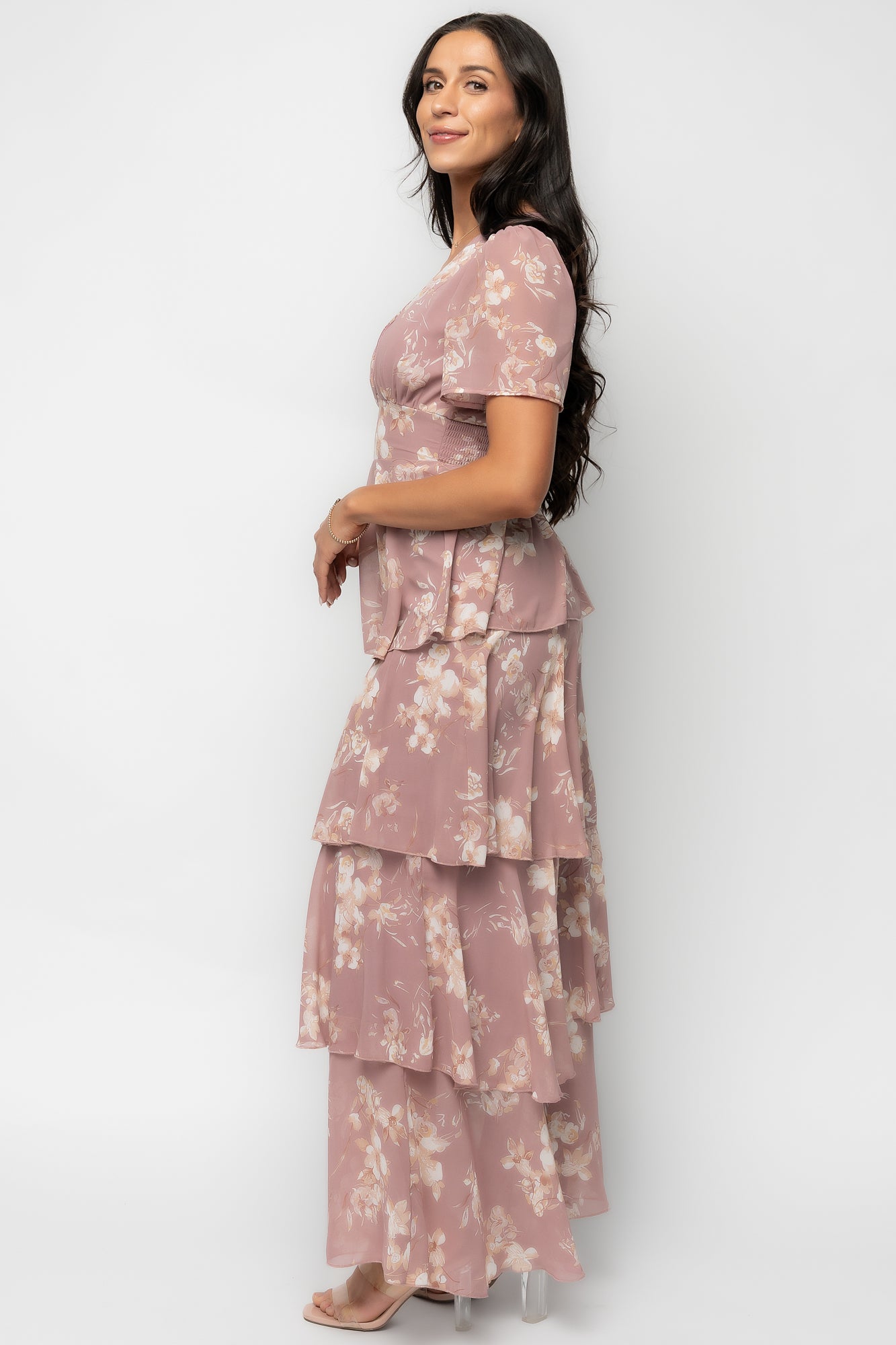 Montaigne Ruffle Maxi Dress | Mauve Floral - Image 6