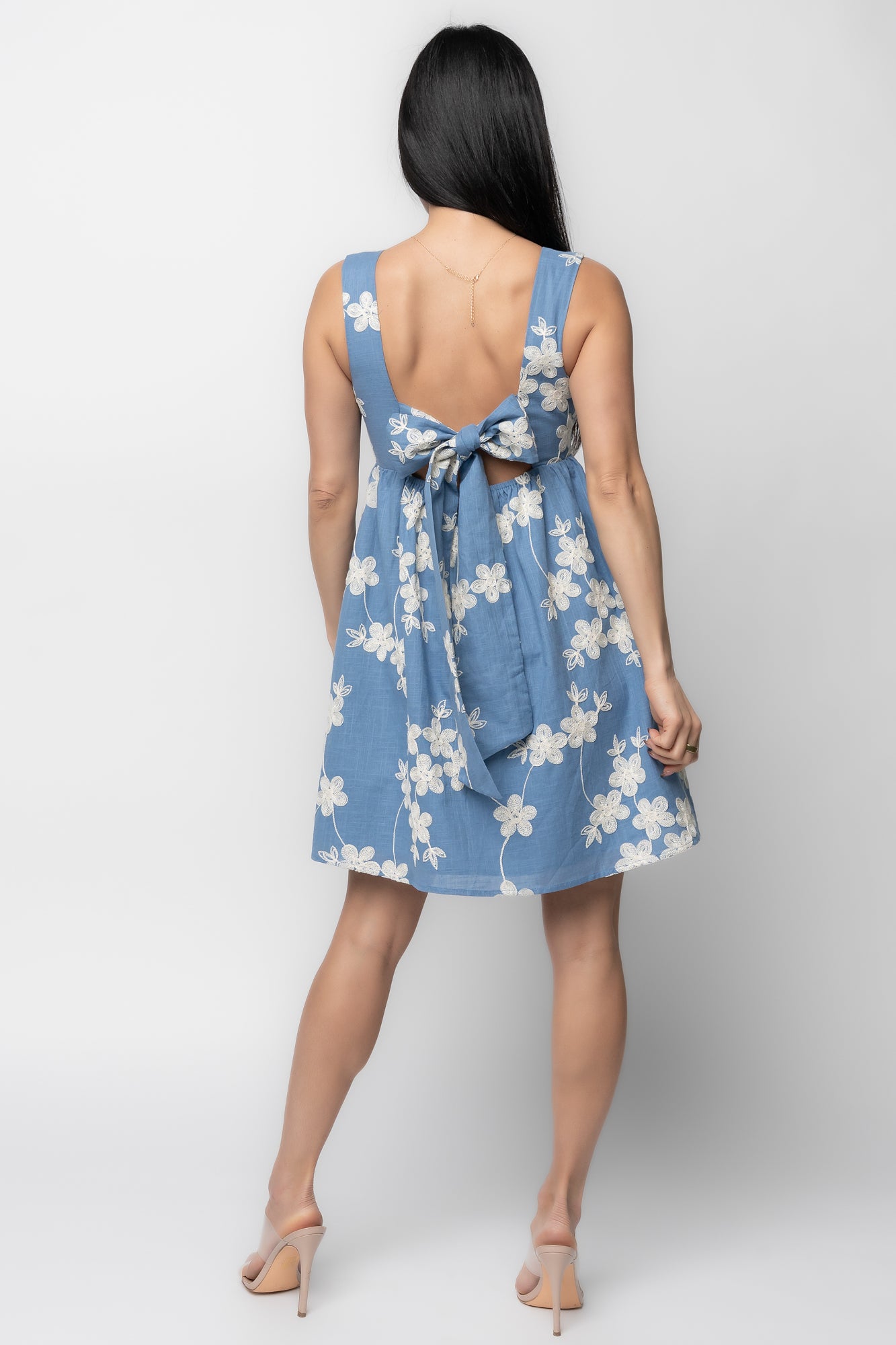Ivy Short Dress | Blue + White - Image 3