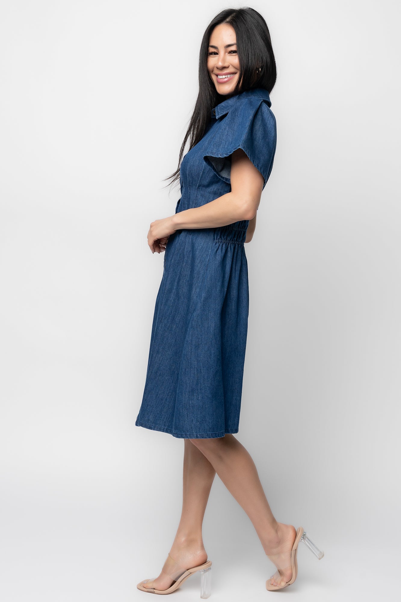 Coco Denim Short Dress | Dark Wash - Image 6