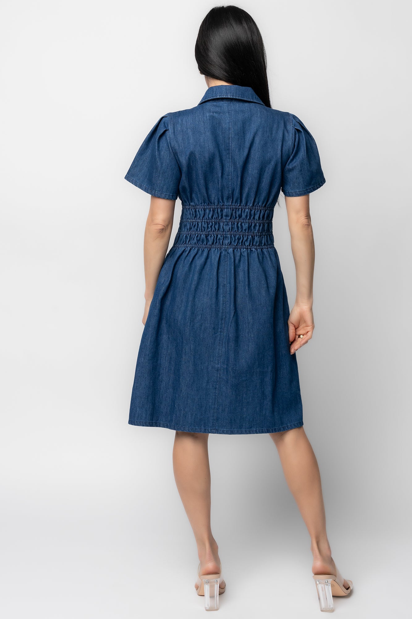 Coco Denim Short Dress | Dark Wash - Image 4