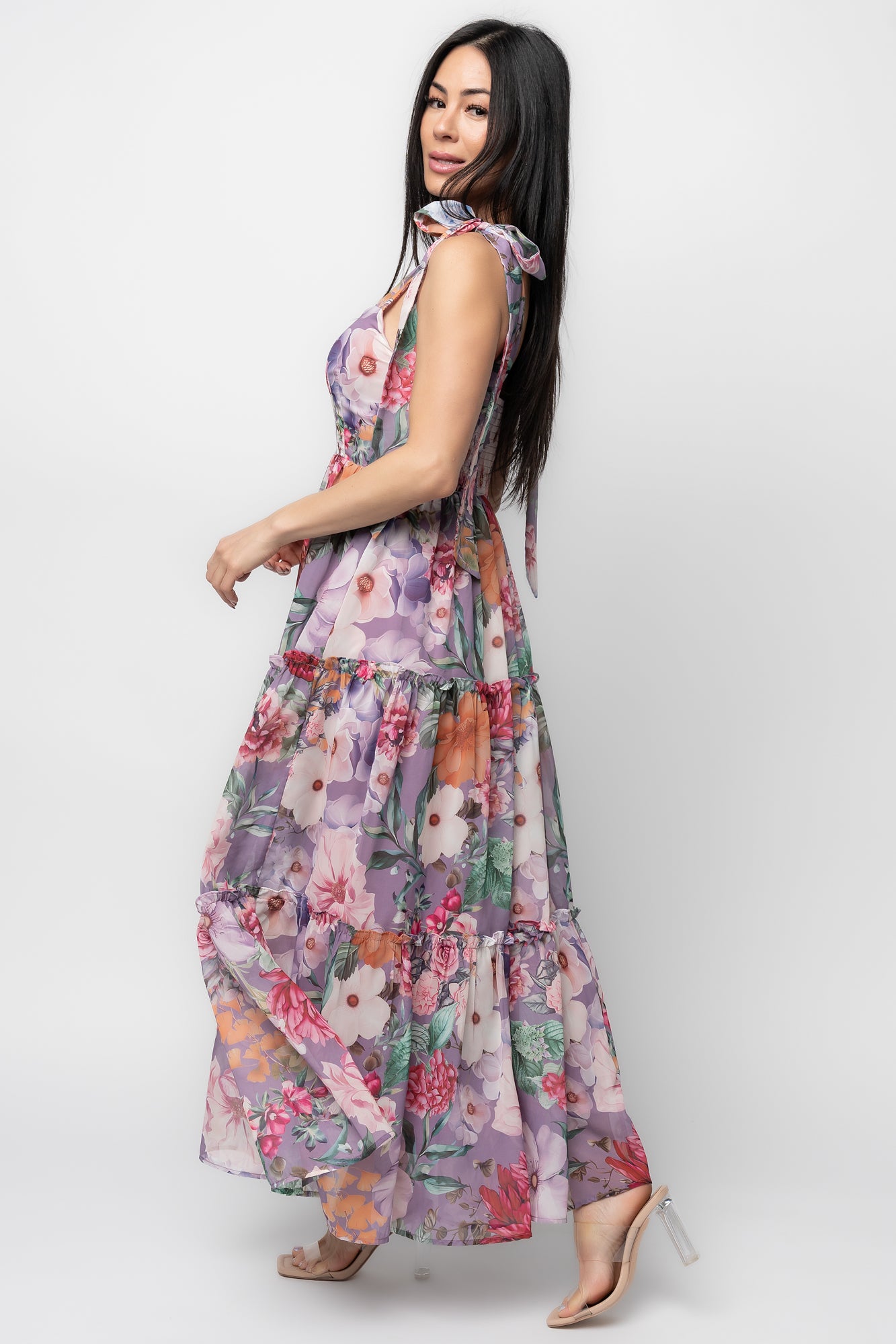 Anita Maxi Dress | Lavender Multi Print - Image 3
