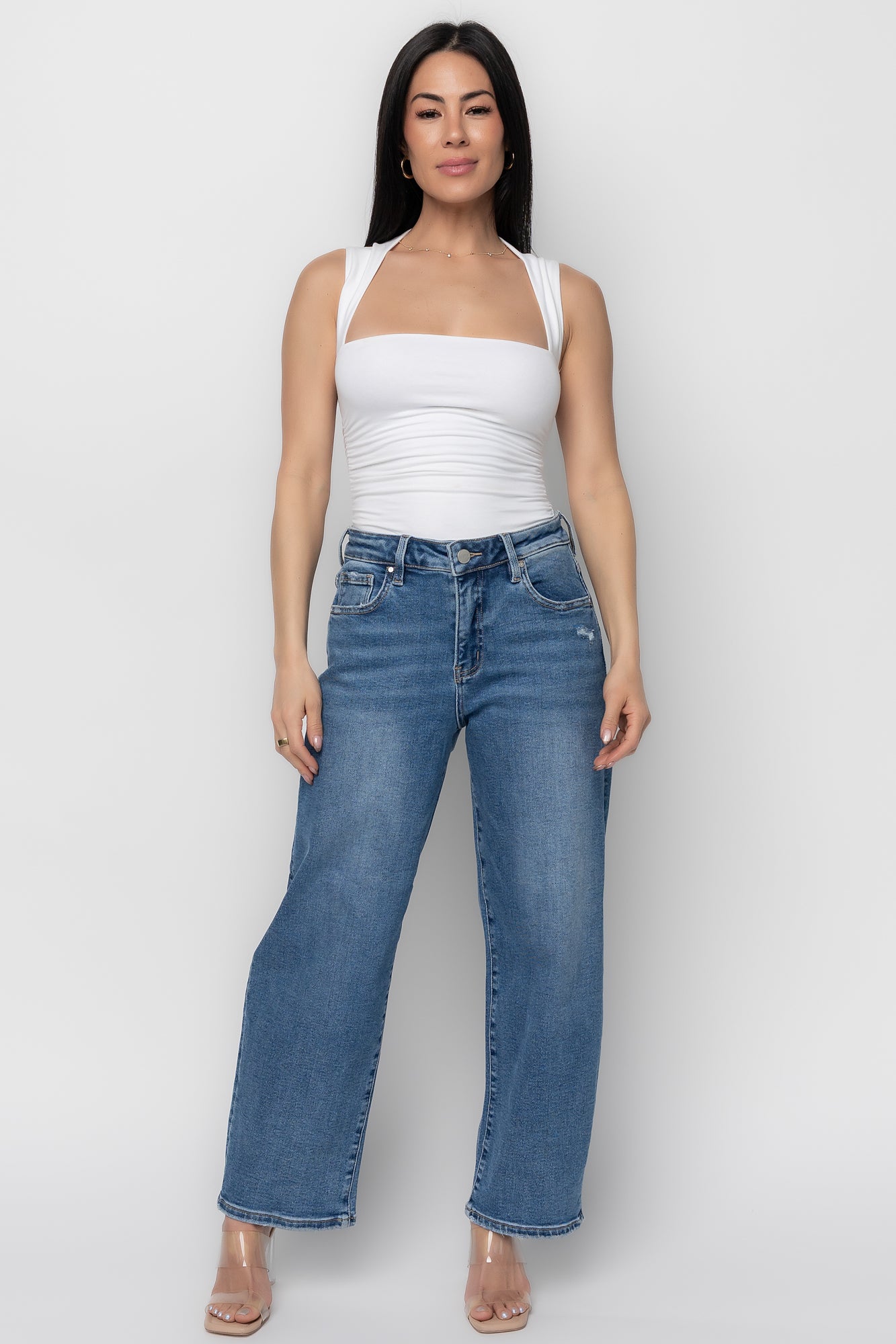 Lumi High Rise Crop Barrel Jeans | Medium Wash - Image 6