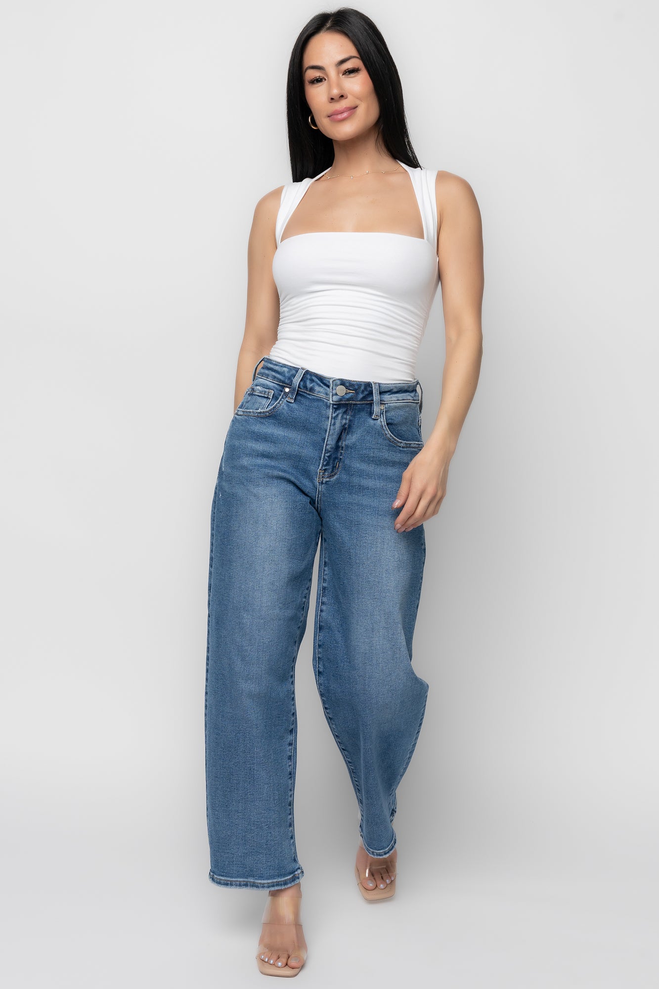Lumi High Rise Crop Barrel Jeans | Medium Wash - Image 3
