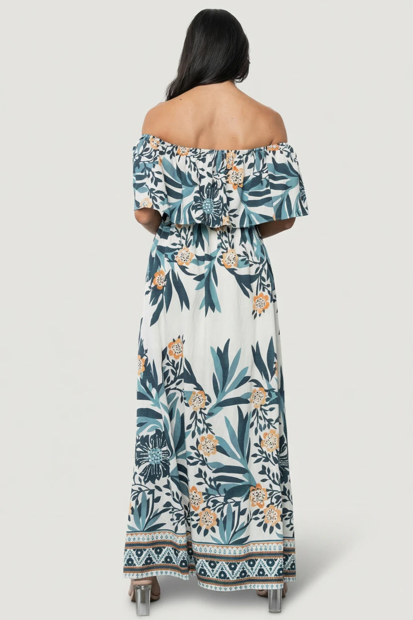 Valentina Off Shoulder Maxi Dress | Multi Print - Image 6