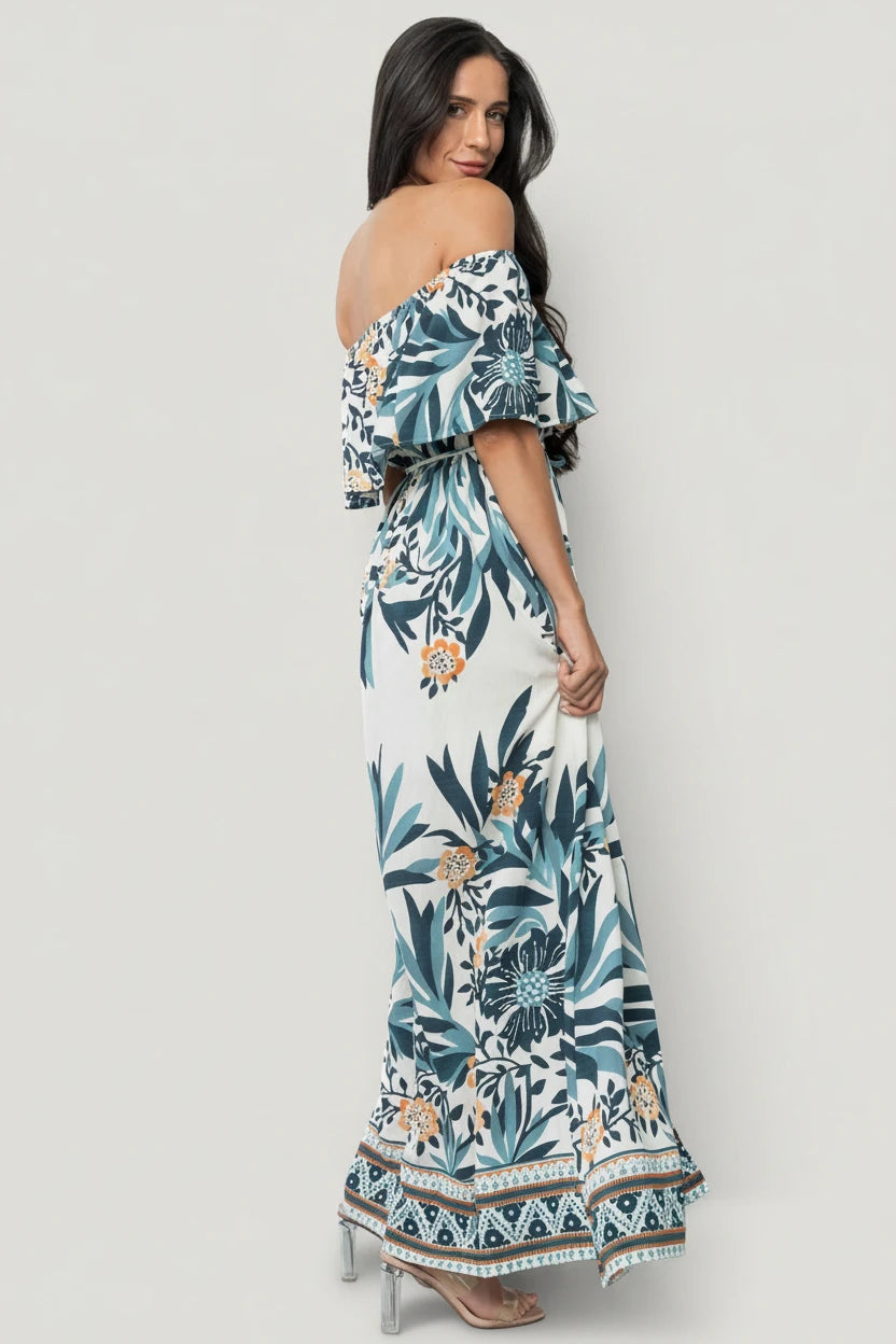 Valentina Off Shoulder Maxi Dress | Multi Print - Image 3