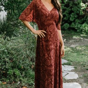 Sevilla Mesh Maxi Dress | Marsala
