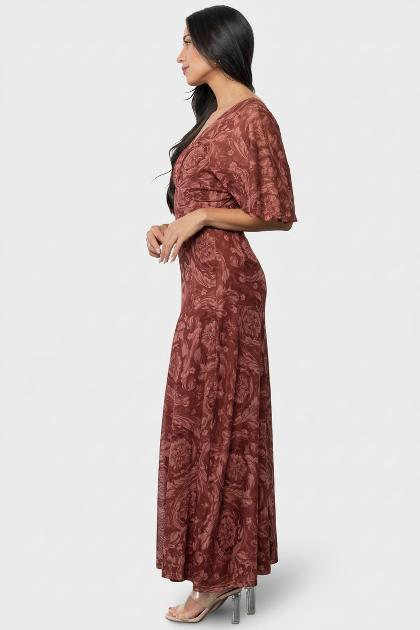 Sevilla Mesh Maxi Dress | Marsala - Image 5