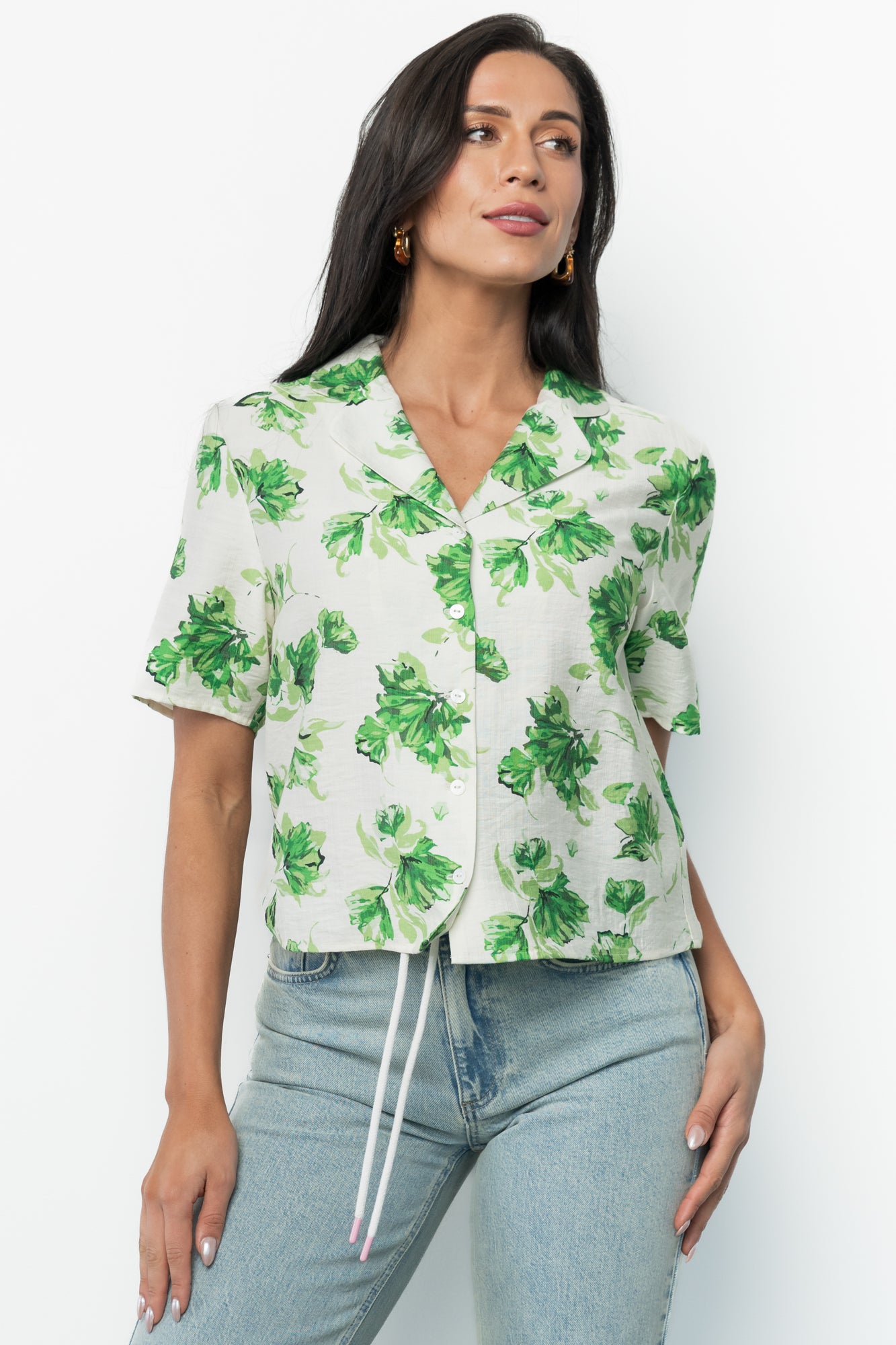Mar Button Up Top | Green Floral - Image 6