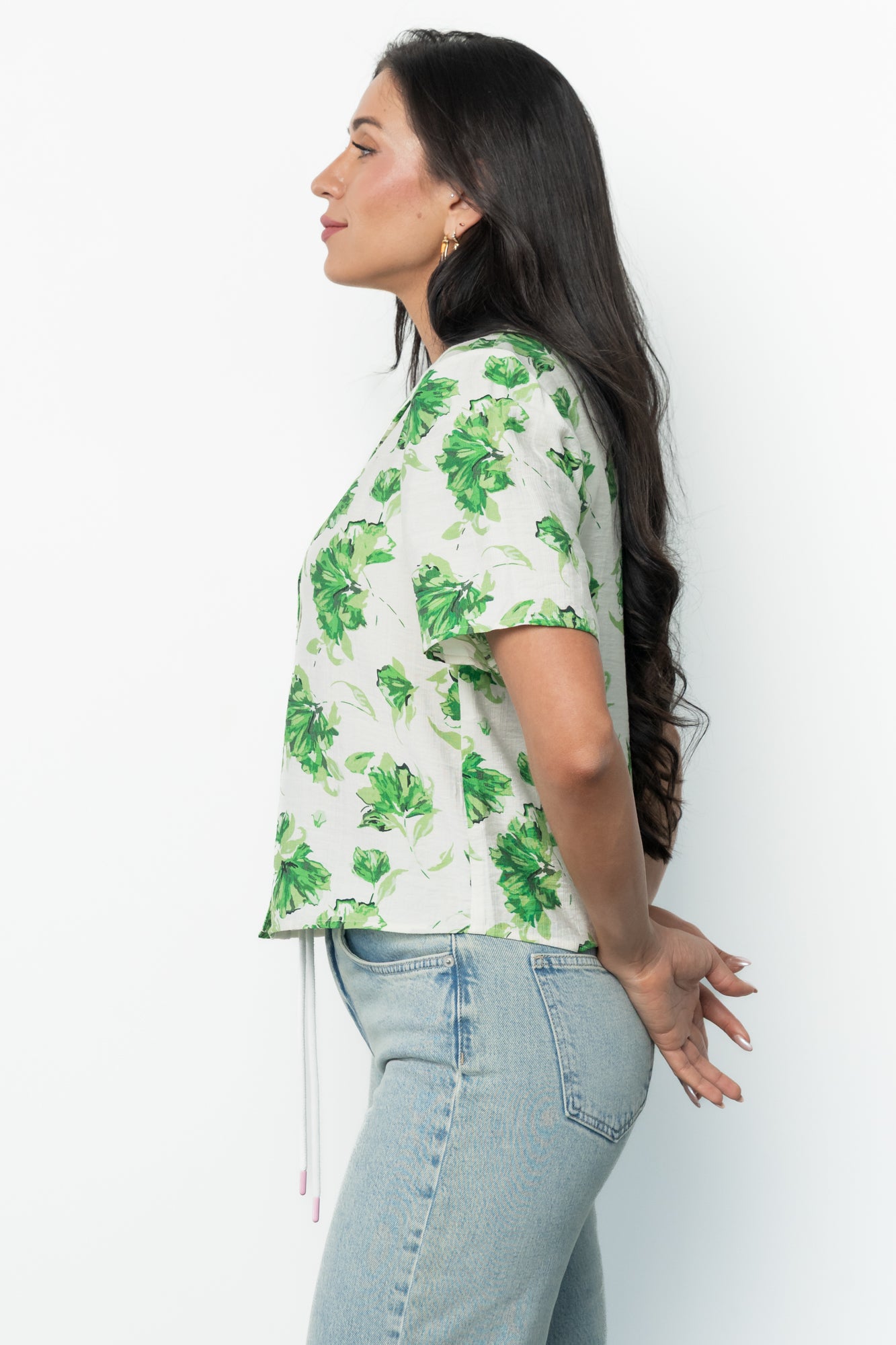 Mar Button Up Top | Green Floral - Image 3