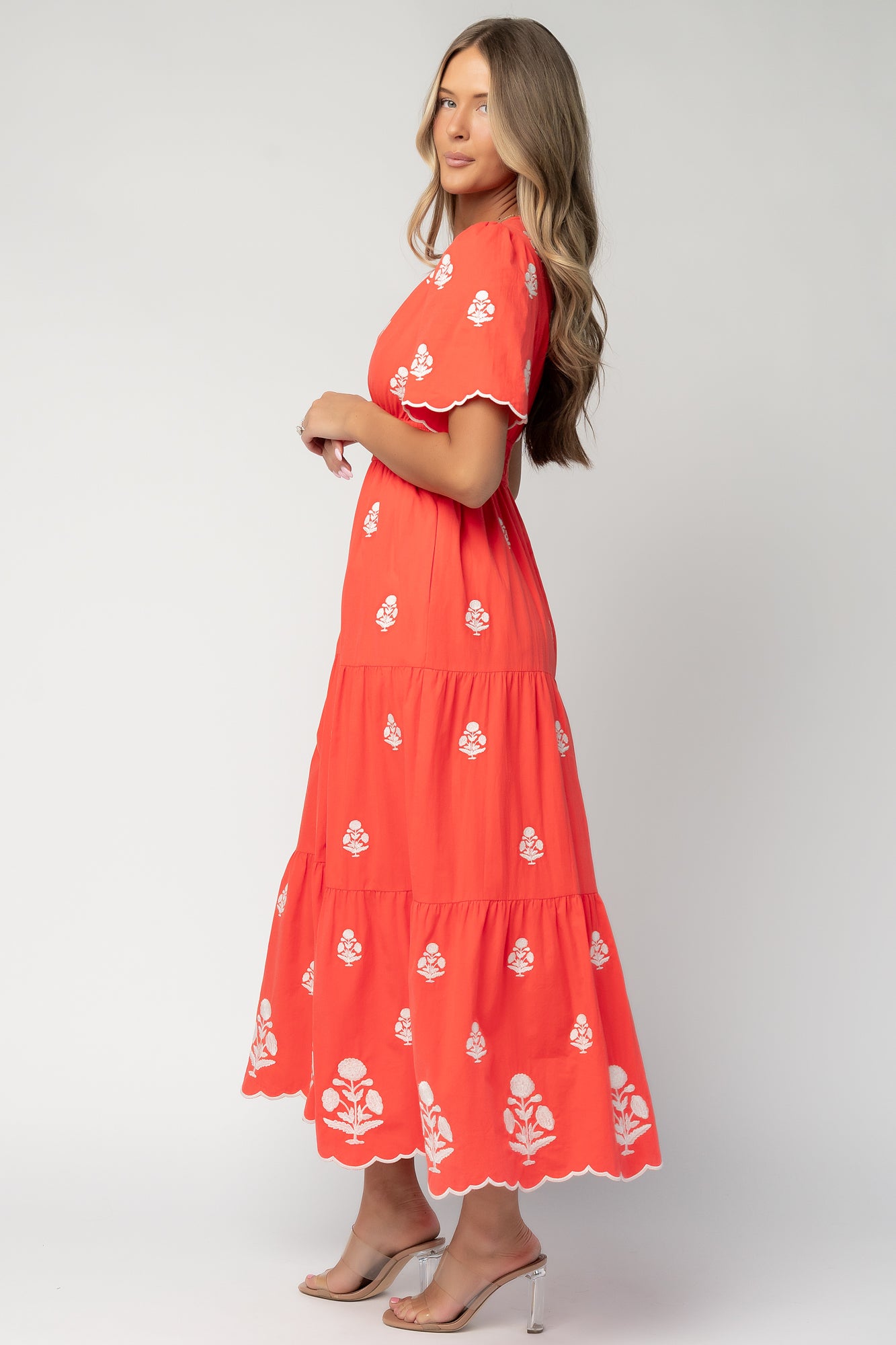 Delilah Embroidered Maxi Dress | Red - Image 3