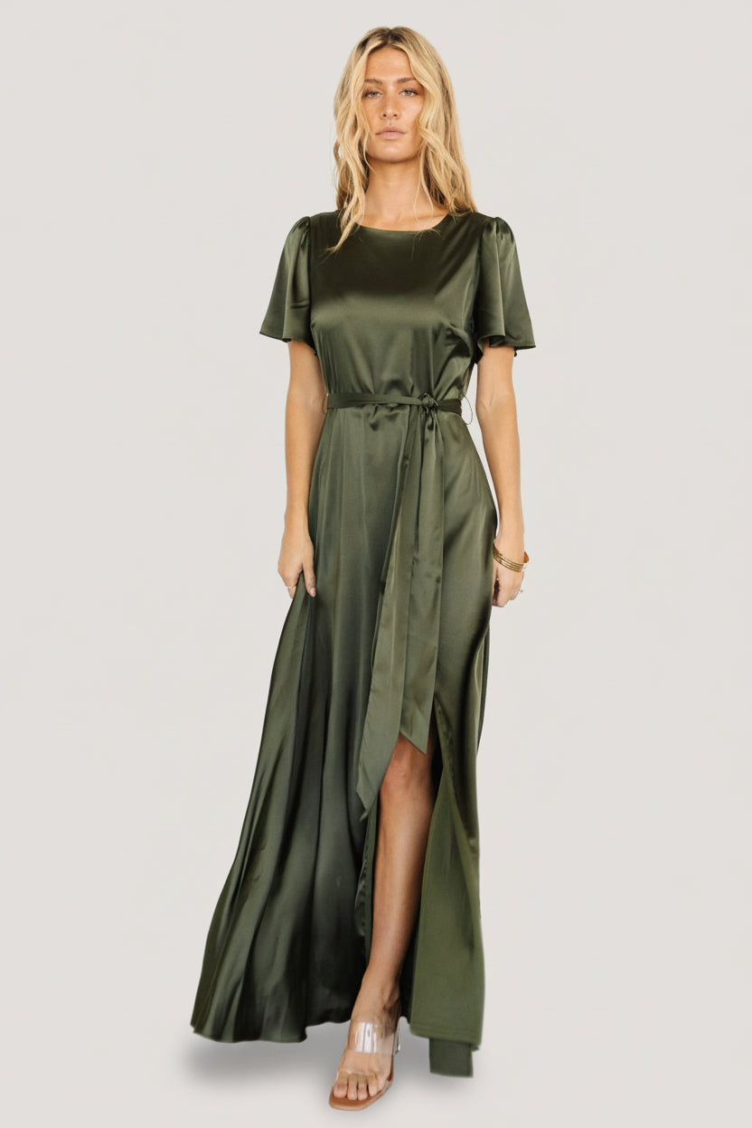 Agnes Satin Maxi Dress | Juniper Green - Image 2